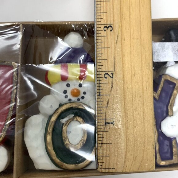 Christmas Candles Snowman JOY Santa Claus Figural Set of 6 Small Tea Lights - Picture 7 of 7